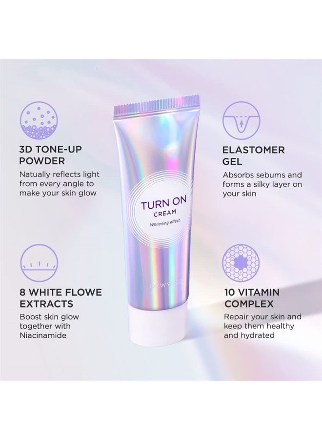 DEWYCEL كريم تيرن أون مع جل الإيلاستومر ونياسيناميد | كريم توضيح، قاعدة مكياج، برايمر مع ترطيب وحماية للبشرة | مظهر مكياج طبيعي بدون مكياج | 1.7 أونصة سائلة / 50 مل - Image 4