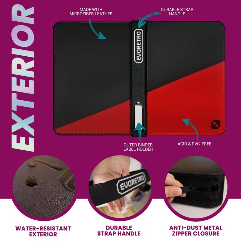 EVORETRO Top Loader Binder for 35pt-55pt Cards â€“ 216 Slot Toploader Binder with 9-Pocket Pages, 4 PSA Slab Holders & Airtag Compartment, Sports Card Holder for Pokemon, MTG, Lorcana, Baseball & More - Image 3