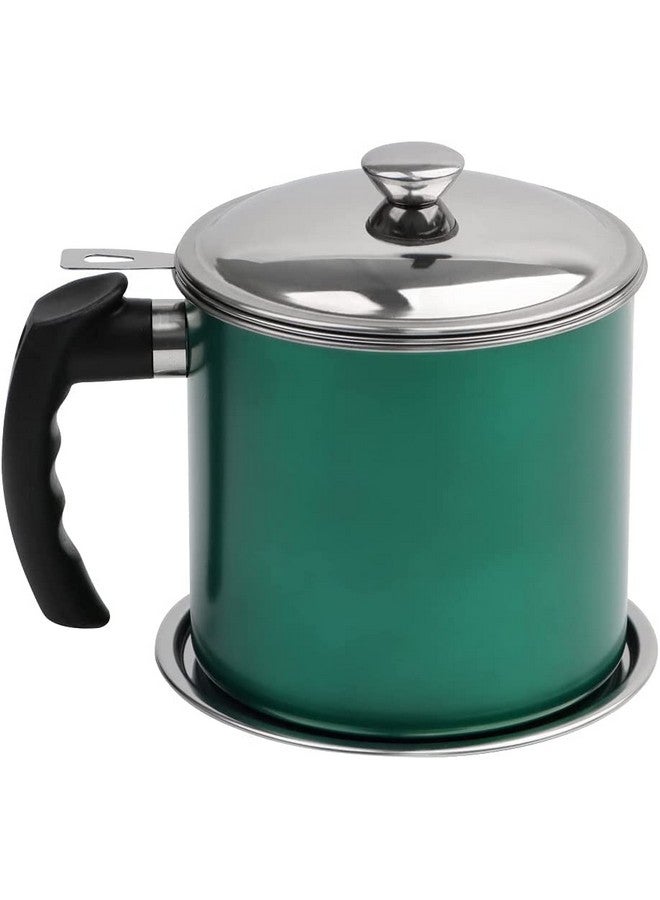 BeFunky 1.3 litres Oil Strainer Filter Cooking Oil Storage Grease Can for Reusing Frying Oil Dispenser Container Stainless Steel Multipurpose (Pack of 1) Green - Image 1