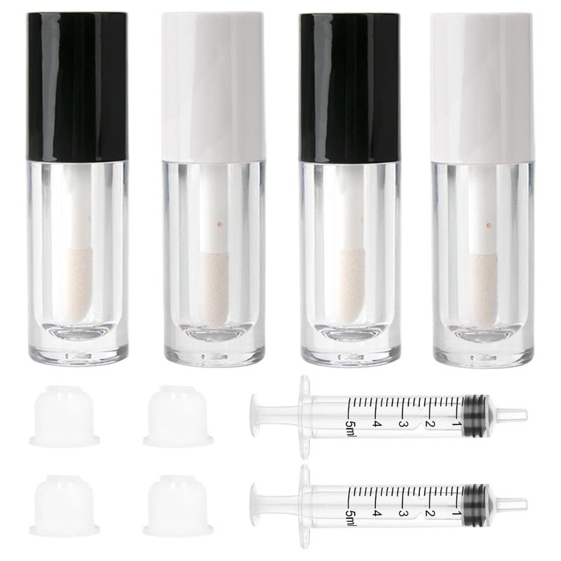 Qeuly 4 Pack Lip Gloss Tubes, 6ml Empty Lip Gloss Tubes with Wand, Clear Plastic Lip Gloss Containers for Skin Care Oil DIY Makeup Lipgloss Making Kit (D25xH86mm) - Image 1