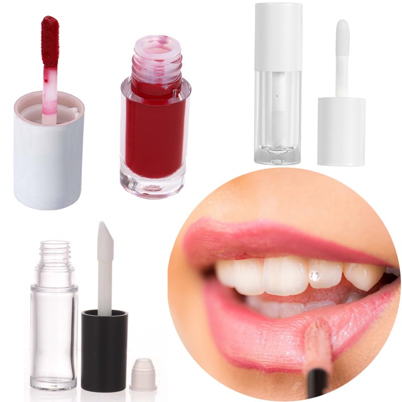 Qeuly 4 Pack Lip Gloss Tubes, 6ml Empty Lip Gloss Tubes with Wand, Clear Plastic Lip Gloss Containers for Skin Care Oil DIY Makeup Lipgloss Making Kit (D25xH86mm) - Image 2