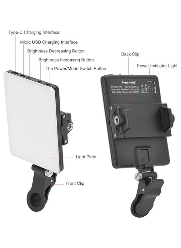 Generic 60 LED High Power Rechargeable Clip Fill Video Conference Light with Front & Back Clip, Adjusted 3 Light Modes for Phone, iPhone, Android, iPad, Laptop, for Makeup, TikTok, Selfie, Vlog  - Image 3