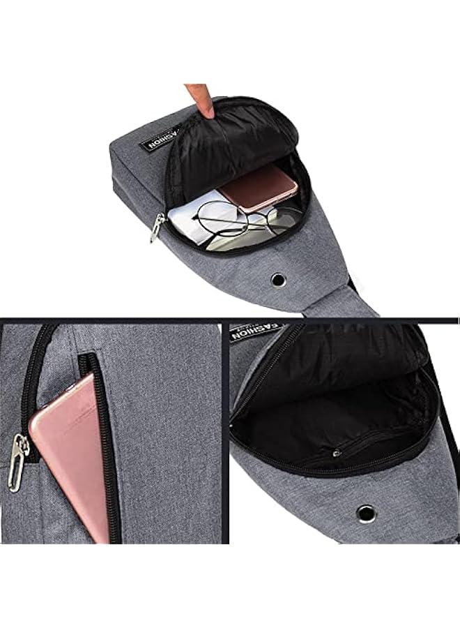 Men's Small Crossbody Sling Bag with Durable Water Resistant Shoulder Chest Strap and Earphone Port - Image 5