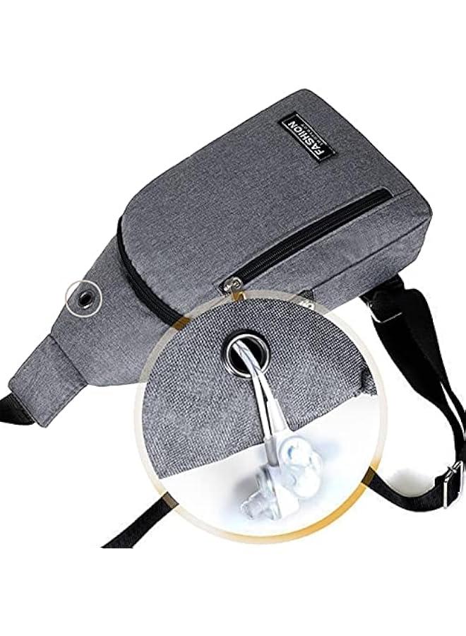 Men's Small Crossbody Sling Bag with Durable Water Resistant Shoulder Chest Strap and Earphone Port - Image 4