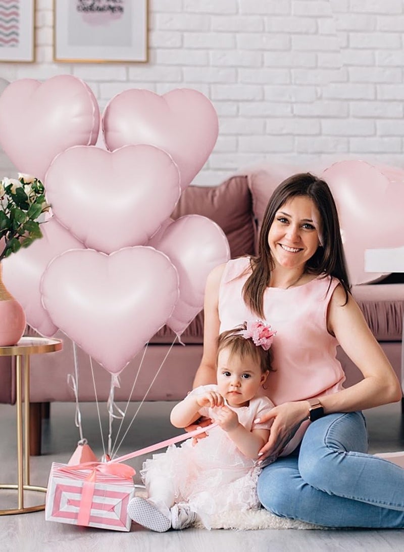 Light Pink Heart Helium Balloons 20pcs Cream Heart Eid Balloons  - Image 4