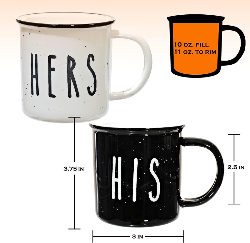 MAINEVENT His And Hers Mugs Set Of 2 Coffee Mug 11 Ounce, Cute Matching Coffee Mug Couples for Anniversary, Engagement Him Her Gift - Image 3