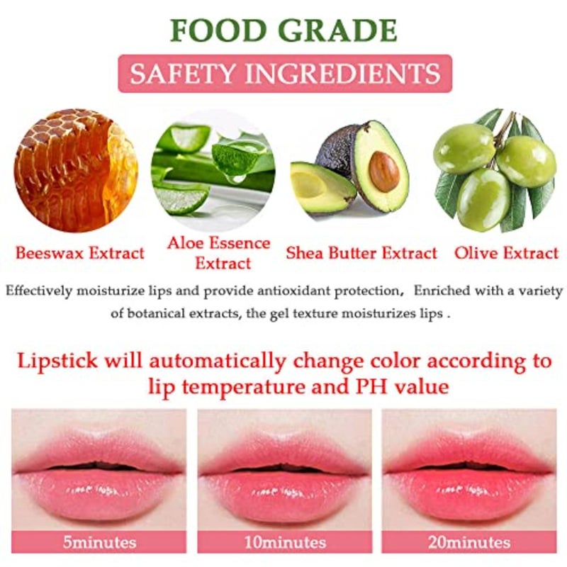 Color Changing Lipstick Queen, Long Lasting Lip Care Nutritious Plumper Lip Balm Moisturizer Magic PH Temperature Color Change Lip Gloss Makeup Set for Women - Image 3