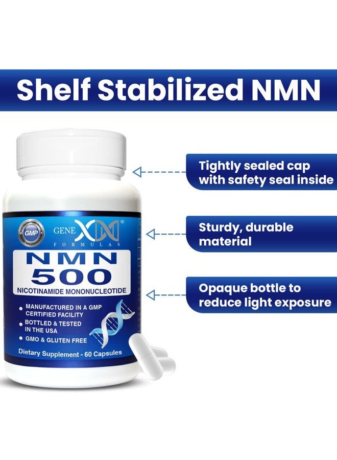 Genex Formulas NMN Stabilized Form 500mg Serving Nicotinamide Mononucleotide Direct NAD Supplement (2x250mg Capsules 60ct) - Image 5