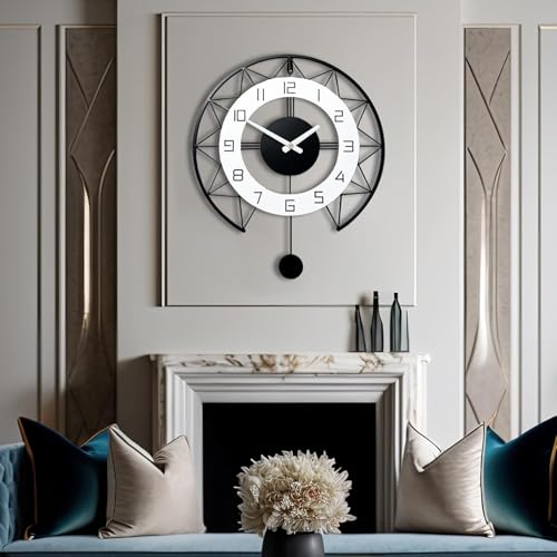 Nubilous Large World Map Wall Clock, Metal Minimalist Modern Clock, Round Silent Non-Ticking Battery Operated Wall Clocks for Living Room/Home/Kitchen/Bedroom/Office/School Decor (Black(ST-28), 50CM) - Image 1