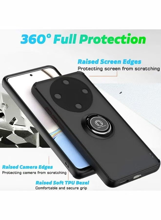 Honor X9b 5G Case Cover, 360°Rotating Kickstand Ring + Support Magnetic Car Mount + Slim Thin PC&TPU Shockproof Mobile Phone Case For Honor X9b 5G, Black - Image 4