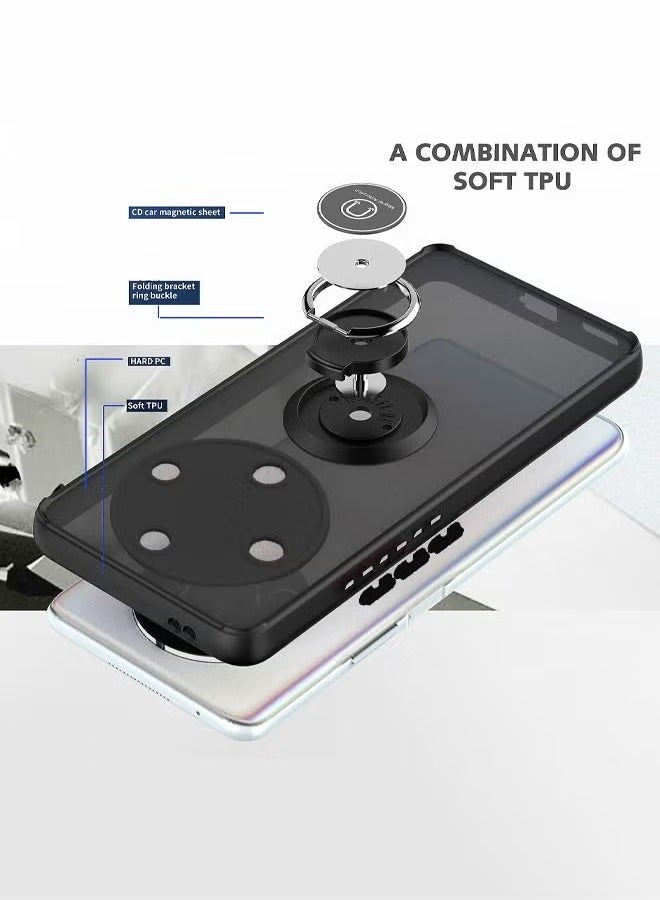 Honor X9b 5G Case Cover, 360°Rotating Kickstand Ring + Support Magnetic Car Mount + Slim Thin PC&TPU Shockproof Mobile Phone Case For Honor X9b 5G, Black - Image 3