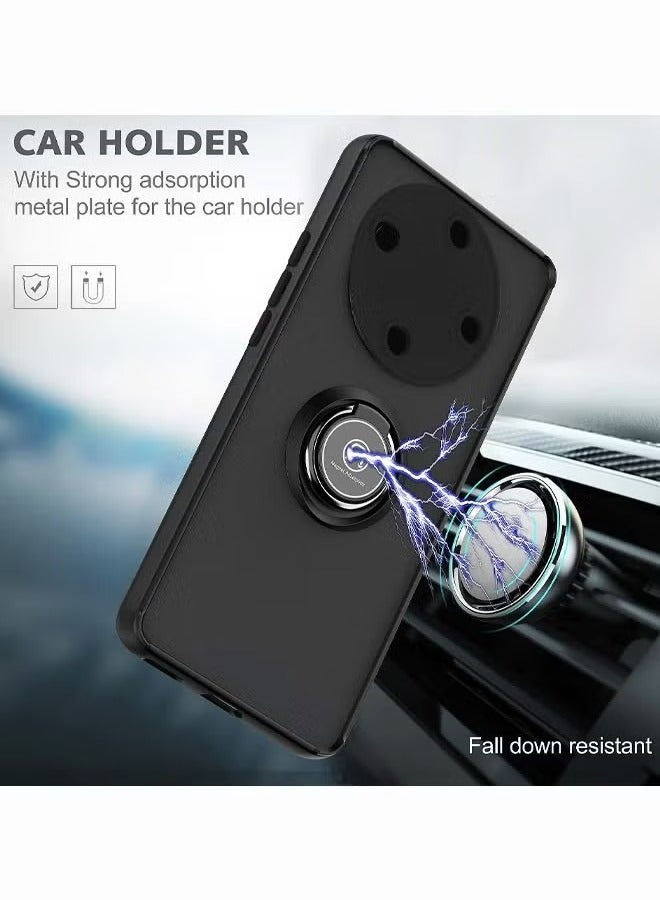 Honor X9b 5G Case Cover, 360°Rotating Kickstand Ring + Support Magnetic Car Mount + Slim Thin PC&TPU Shockproof Mobile Phone Case For Honor X9b 5G, Black - Image 5