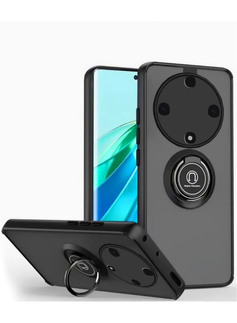 Honor X9b 5G Case Cover, 360°Rotating Kickstand Ring + Support Magnetic Car Mount + Slim Thin PC&TPU Shockproof Mobile Phone Case For Honor X9b 5G, Black - Image 1