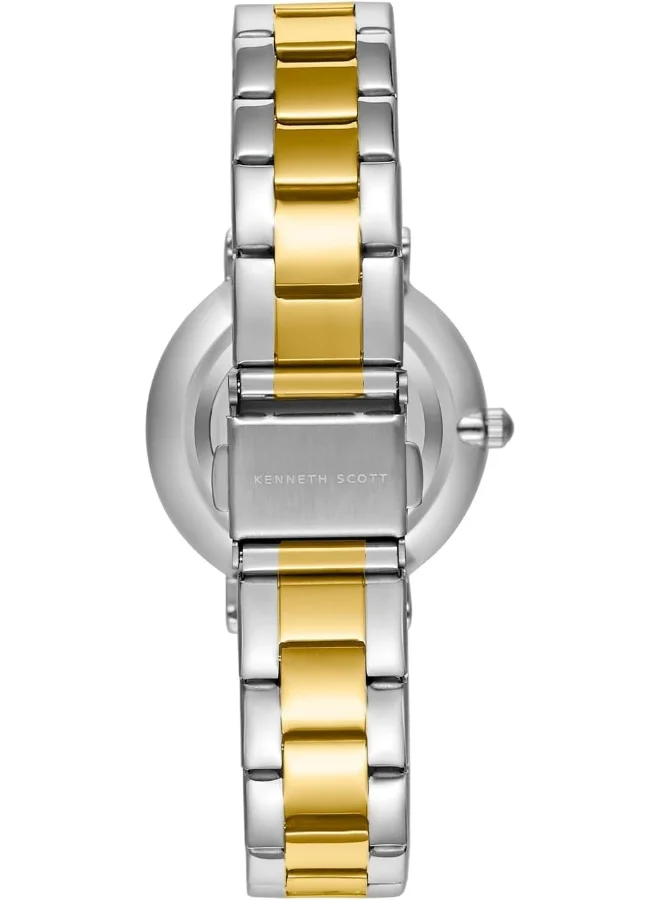 KENNETH SCOTT Kenneth Scott Women's PC21 Movement Watch, Analog Display and Stainless Steel Strap - K23536-TBTW, Silver+Gold