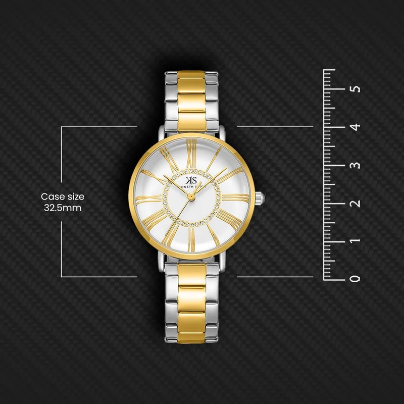 Kenneth Scott white Women's Stainless Steel Analog Watch K23536-TBTW - 32.5 mm for Women | Best Price UAE