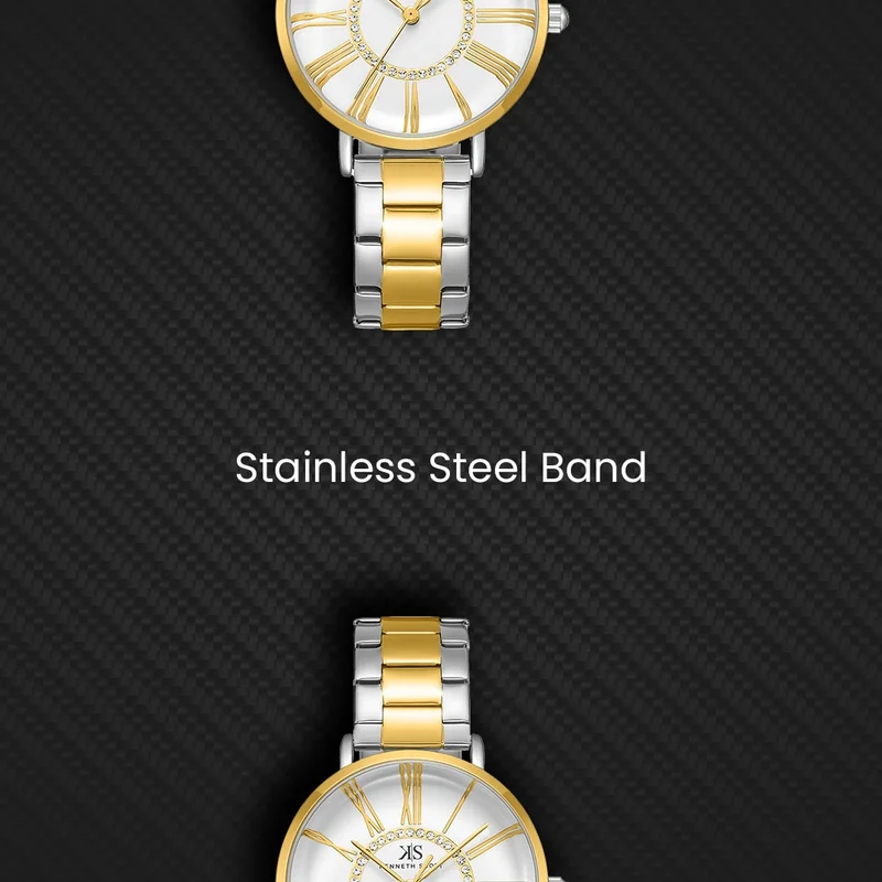 Kenneth Scott white Women's Stainless Steel Analog Watch K23536-TBTW - 32.5 mm for Women | Best Price UAE