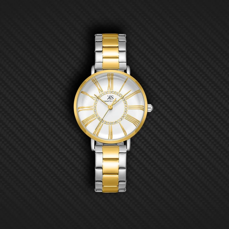 Kenneth Scott white Women's Stainless Steel Analog Watch K23536-TBTW - 32.5 mm for Women | Best Price UAE