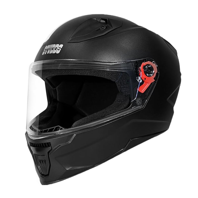 STUDDS Raider Street ISI Certified Full Face Helmet for Men and Women with Clear Visor (Black - L) - Image 1