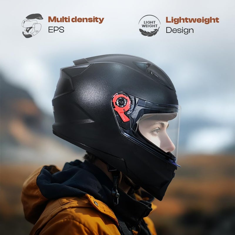 STUDDS Raider Street ISI Certified Full Face Helmet for Men and Women with Clear Visor (Black - L) - Image 5