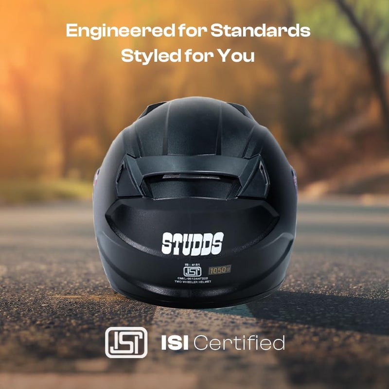 STUDDS Raider Street ISI Certified Full Face Helmet for Men and Women with Clear Visor (Black - L) - Image 4
