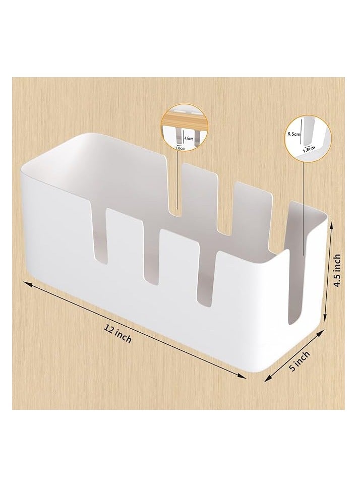 بروماس صندوق إدارة الكابلات، 12 × 5 × 4.5 بوصة، غطاء خشبي، منظم سلك للمكتب والتلفزيون ونظام محور USB للكمبيوتر لتغطية وإخفاء وشرائط الطاقة والأسلاك - Image 3