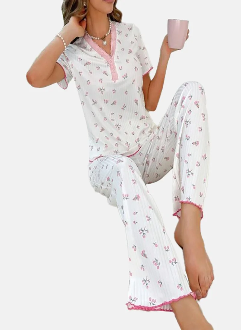 يونيكي White Printed Pyjamas & Top