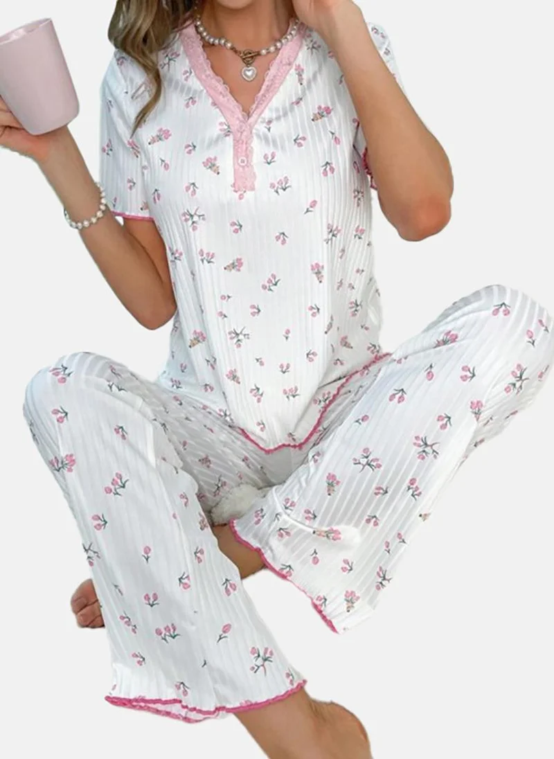 YUNIQEE White Printed Pyjamas & Top