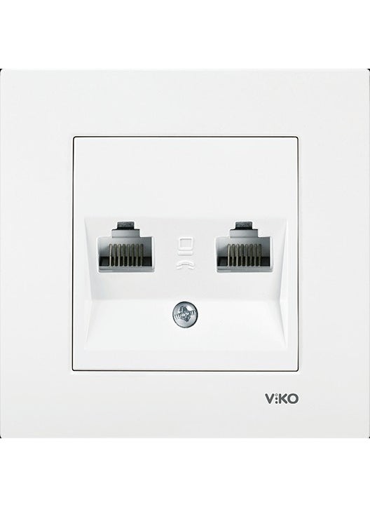 Viko - Karre White 2-pin Data RJ45 Internet Socket Cat 5/ Cat 6 Frame Included 1 Piece - Image 1