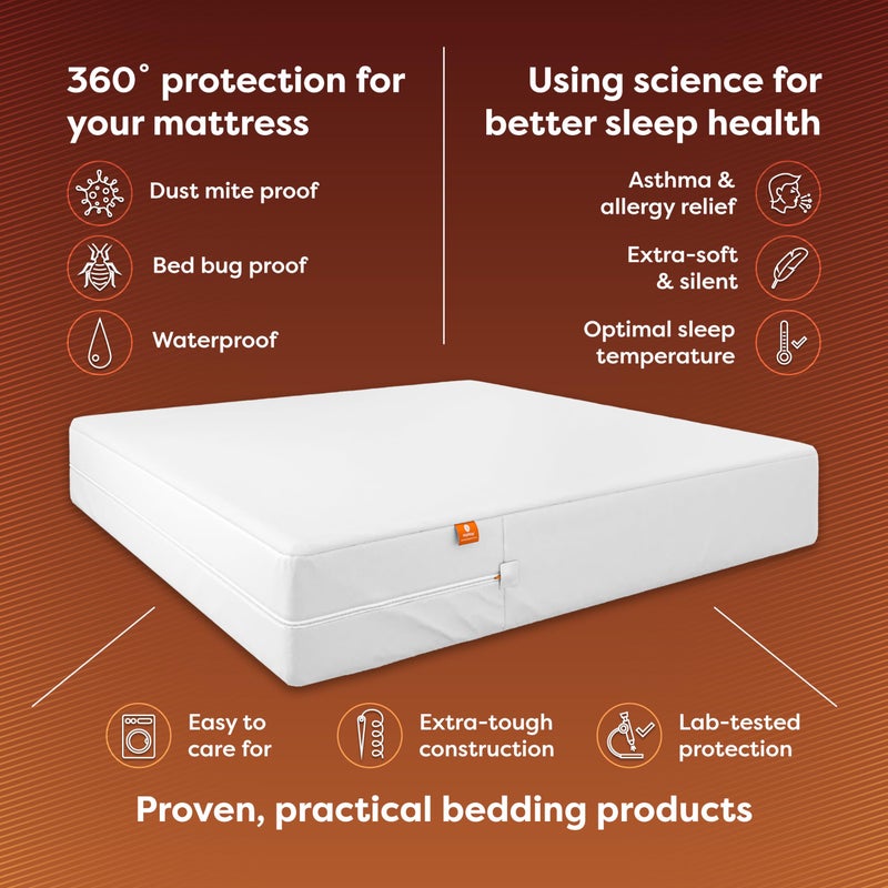 HOSPITOLOGY PRODUCTS HOSPITOLOGY PRODUCTS Mattress Encasement - Zippered Bed Bug Dust Mite Proof Hypoallergenic - Sleep Defense System - Queen - Waterproof - Stretchable - Low Profile 9" Depth - 60" W x 80" L  - Image 2