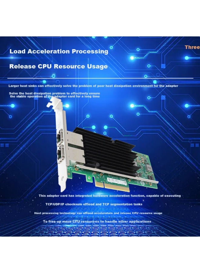 Percko Intel X540 Chip, Pci-E X8 Dual-Port Server Network Card, X540T2Blk Network Adapter, 10G Electrical Port, Link Aggregation, Virtual Compatibility, X520Da1 - Image 4