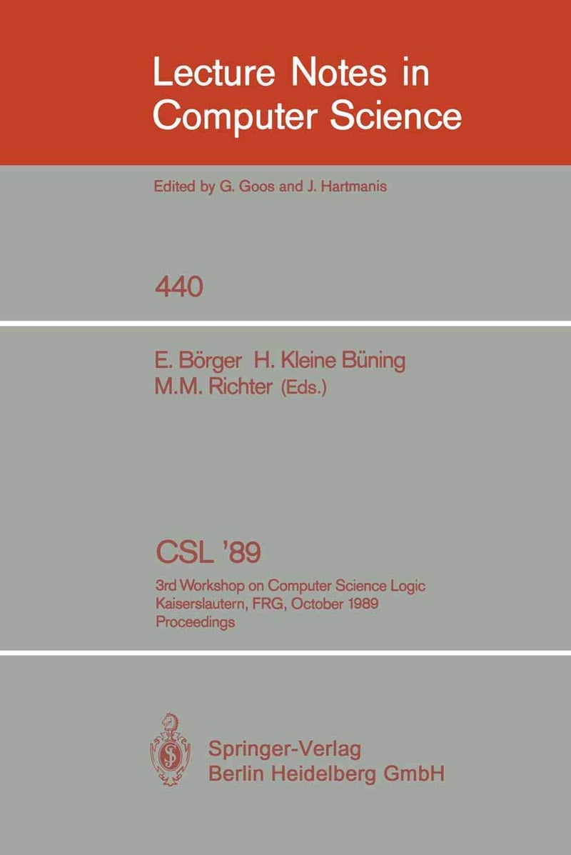 CSL '89: 3rd Workshop on Computer Science Logic. Kaiserslautern, FRG, October 2-6, 1989. Proceedings 