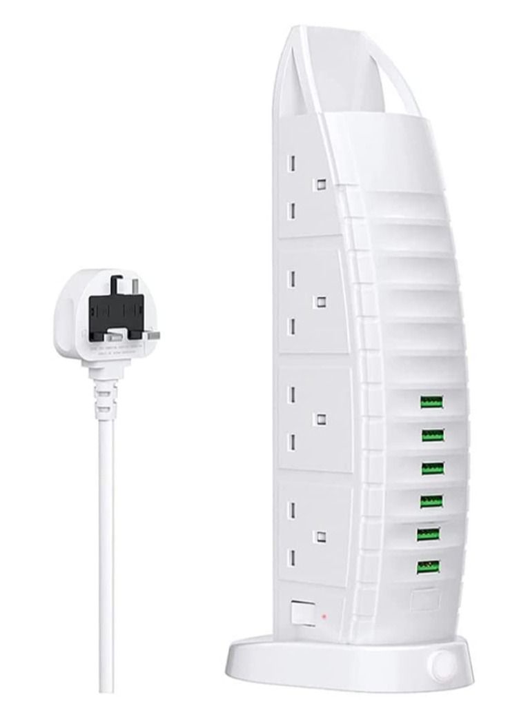 8 Way Stylish Power Extension Cord, 6 USB Fast Charging Ports, Burj Al Arab Power Socket, 2 Meters Cable Multiple Protection System 3000W - Image 1