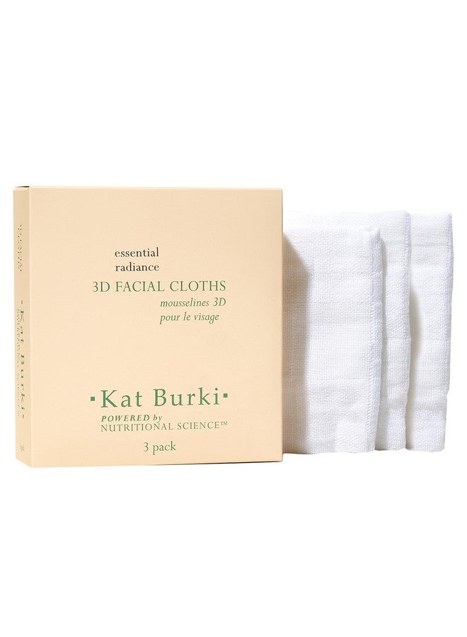 Kat Burki 100% Cotton Facial Cloths - Gentle & Effective Cloth to Erase Waterproof Mascara, Eyeliner, Foundation & Lipstick, 3 Pack - Image 1