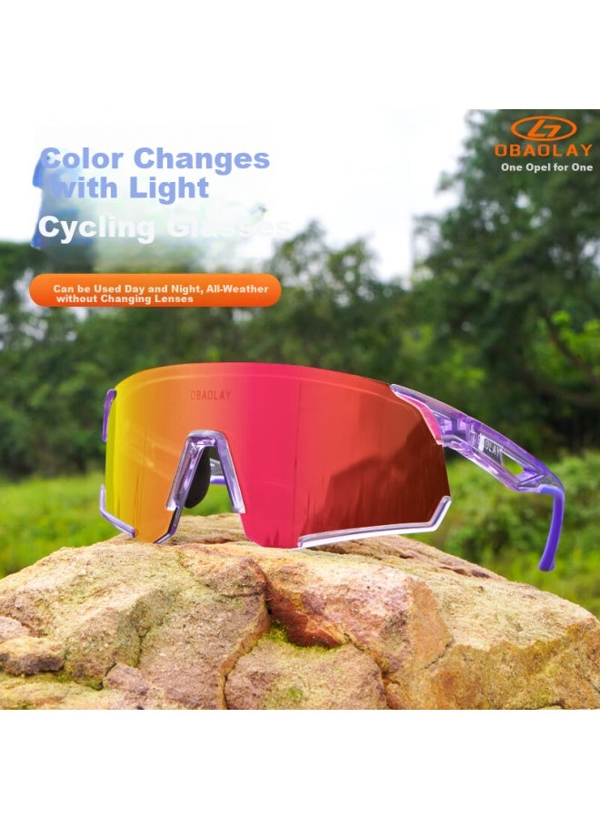 Obaolay Color-changing Cycling Gl For Running, Day And Night Use, Mountain And Road Bike Windproof Sports Goggles - Image 1