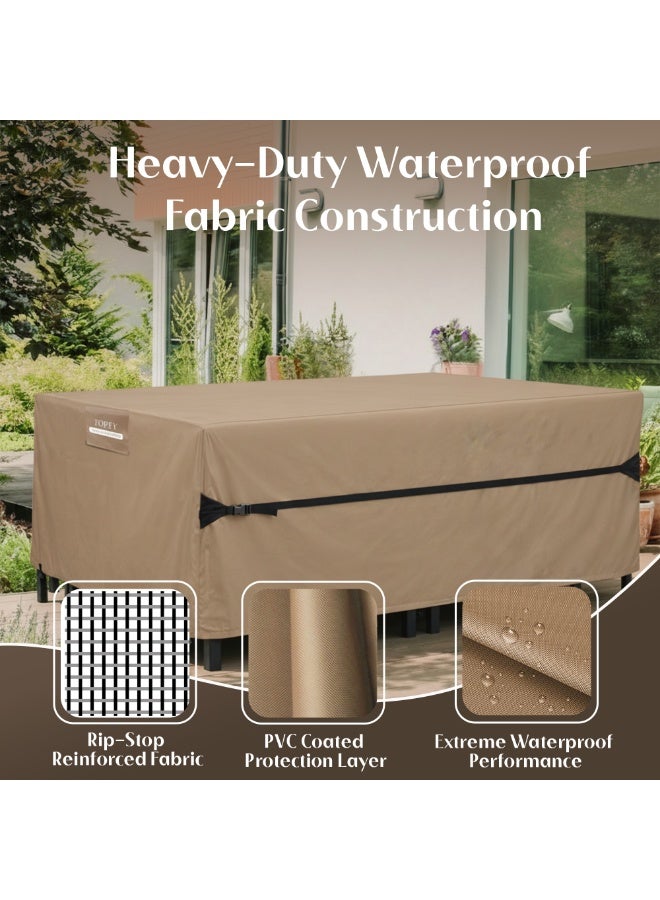 TOPIFY 420D Waterproof Outdoor Furniture Cover Set, Premium Quality Garden Patio Furniture Covers Dust Proof Anti-UV Heavy Duty PVC Coated Durable Sofa Table & Chair Cover 120x120x74cm (Beige) - Image 5