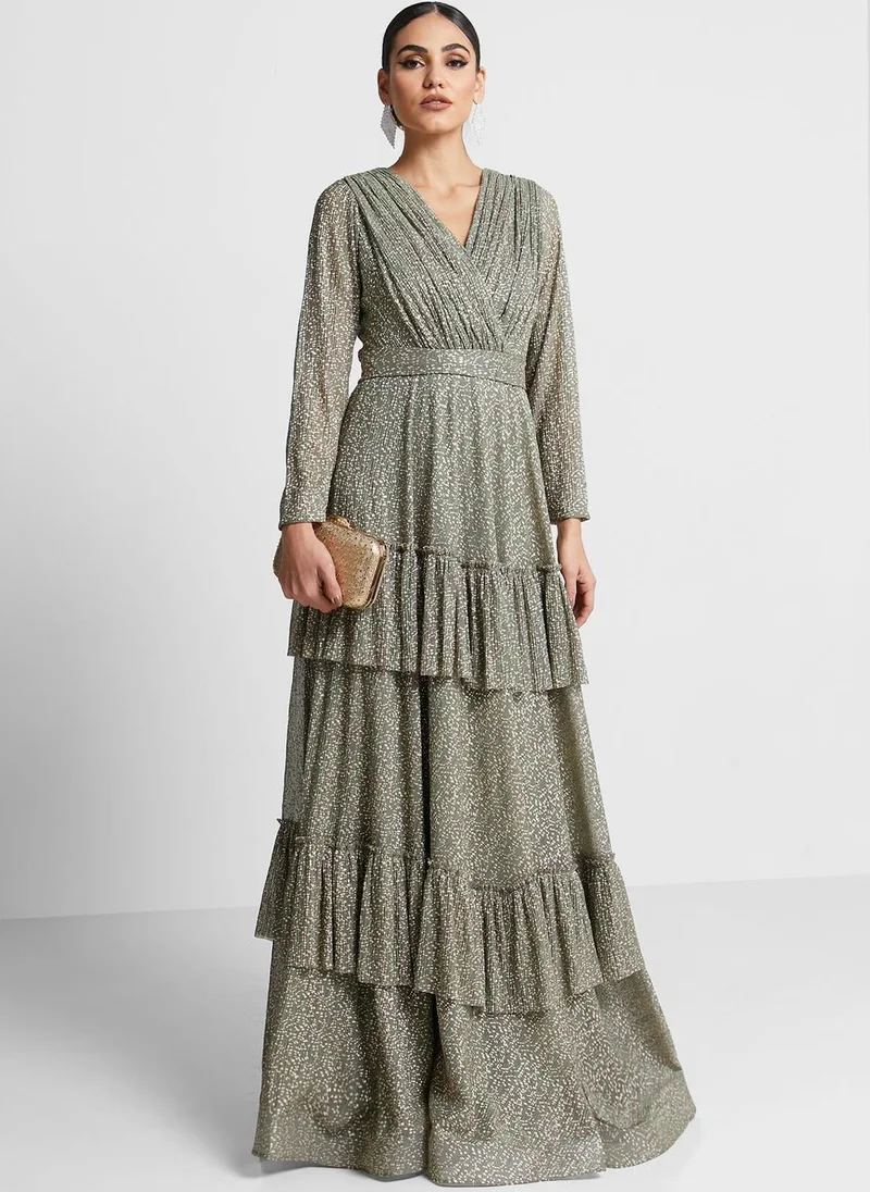 minutiae Tiered Floral Maxi Dress