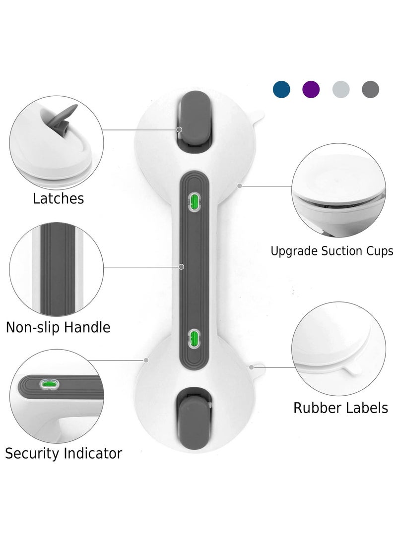 Heavy Duty Suction Shower Handles for Seniors, Safety Grab Bars with Indicator for Bathroom, Shower and Bathtub, Grey - Image 2