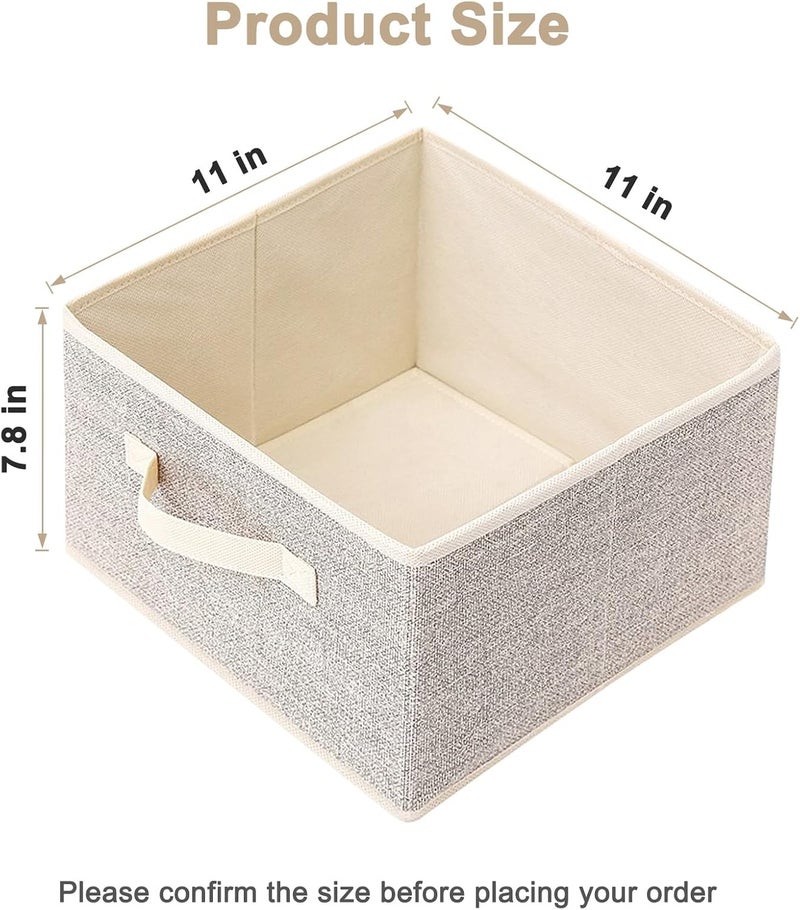 EITMOW Storage Baskets, 11-Inch Woven Fabric Bins, Storage Cubes with Reinforced Handles, Organizer Bins for Closet Shelves, Foldable, for Toys, Clothes, Natural Beige (2PCS/Beige-11*11*7.8inch) - Image 2