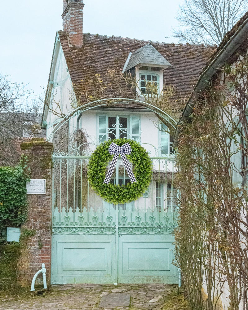 Vlorart 32" Faux Boxwood Wreath, Artificial Large Boxwood Wreaths Front Door, Spring Summer Waterproof Green Wreath Hanging with A Bow for Wall Farmhouse Outside Window Wedding Party Decor Year Round - Image 5