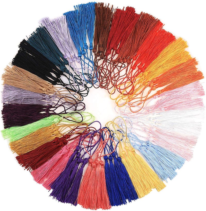 DIYASY DIYASY 100 Pcs Bookmark Tassels5 Inch Handmade Tassel 25 Colors Floss Tassels for Craft with Loops for Jewelry Making Souvenir