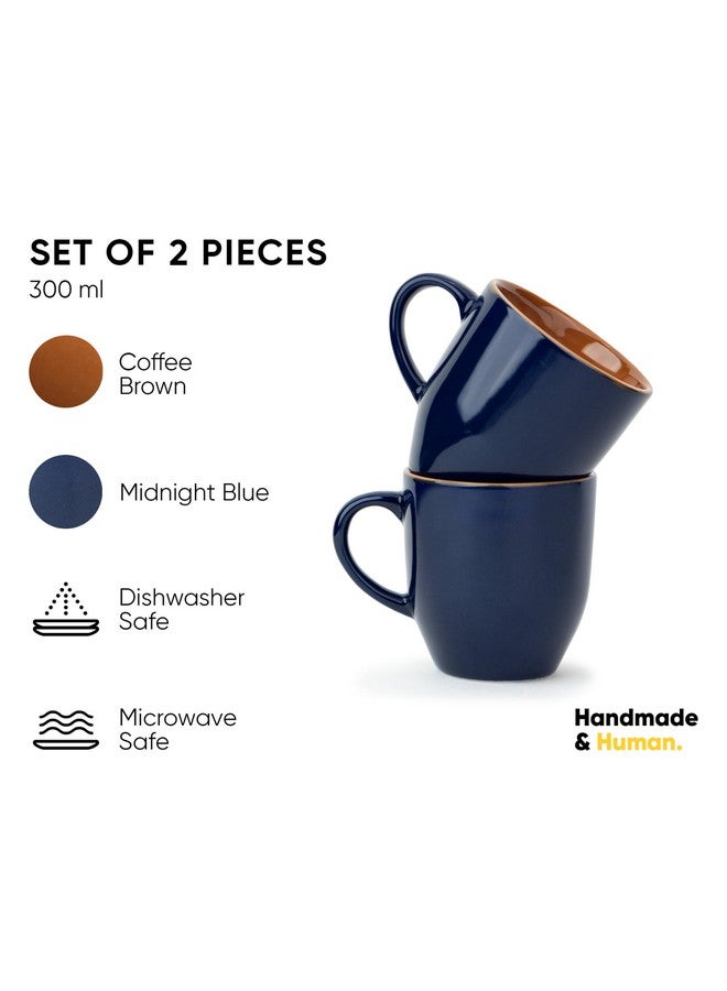 Shay Ceramic Coffee Mug Set, Set of 2, 300ml, Midnight Blue | Medium Mug | Glossy Finish | Stoneware Coffee Cup Set | Ceramic Cup | Microwave Safe (Midnight Blue Milk Mug, Set of 2) - Image 3