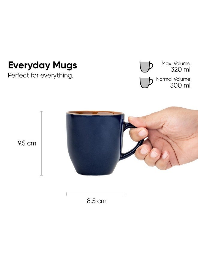 Shay Ceramic Coffee Mug Set, Set of 2, 300ml, Midnight Blue | Medium Mug | Glossy Finish | Stoneware Coffee Cup Set | Ceramic Cup | Microwave Safe (Midnight Blue Milk Mug, Set of 2) - Image 4