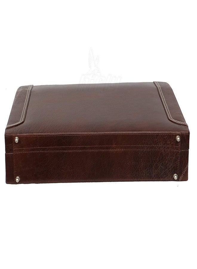Hifly Leather Briefcase for Men - Unisex - Round Corner Strap Over- Hard Briefcase - Office Bag - Leather Accessories - 3 Digit Combo Lock - Leather Suitcase - 15.6" Laptop Briefcase - Luggage - Brown - Image 4