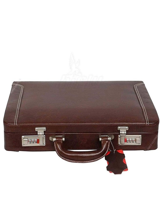 Hifly Leather Briefcase for Men - Unisex - Round Corner Strap Over- Hard Briefcase - Office Bag - Leather Accessories - 3 Digit Combo Lock - Leather Suitcase - 15.6" Laptop Briefcase - Luggage - Brown - Image 2