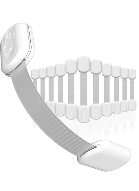 12 Pack Multi-Use Adhesive Straps Locks - Childproofing Baby Proofing Cabinet Latches for Drawers, Fridge, Dishwasher, Toilet Seat, Cupboard, Oven, Trash Can, No Drilling Required.