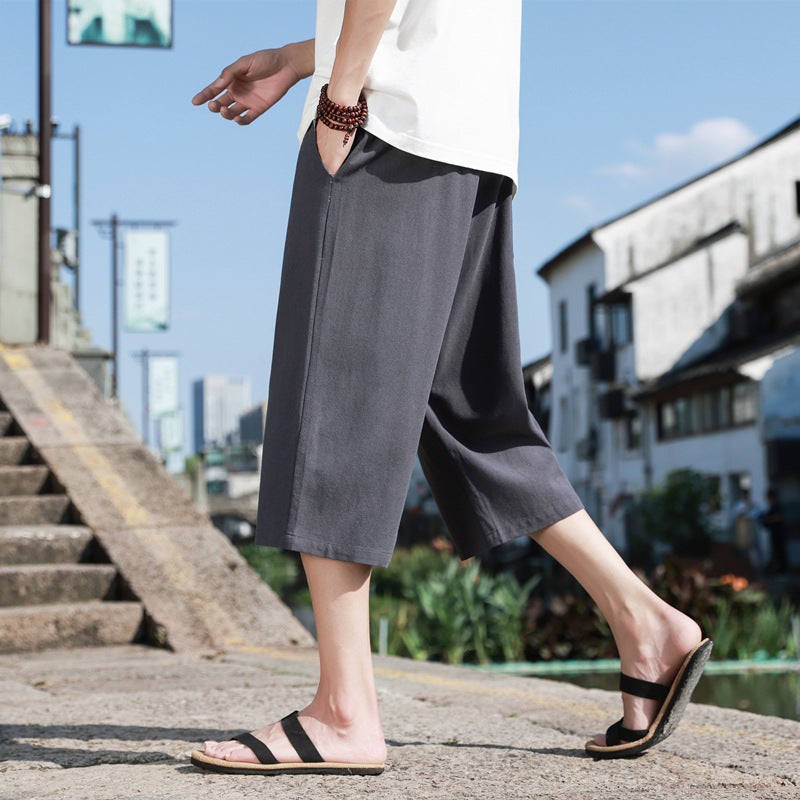 Cropped Pants 7 Student Beach Shorts Large Pants Chinese Style New Chinese Style Cotton Linen Linen Casual Pants K918 - Image 4