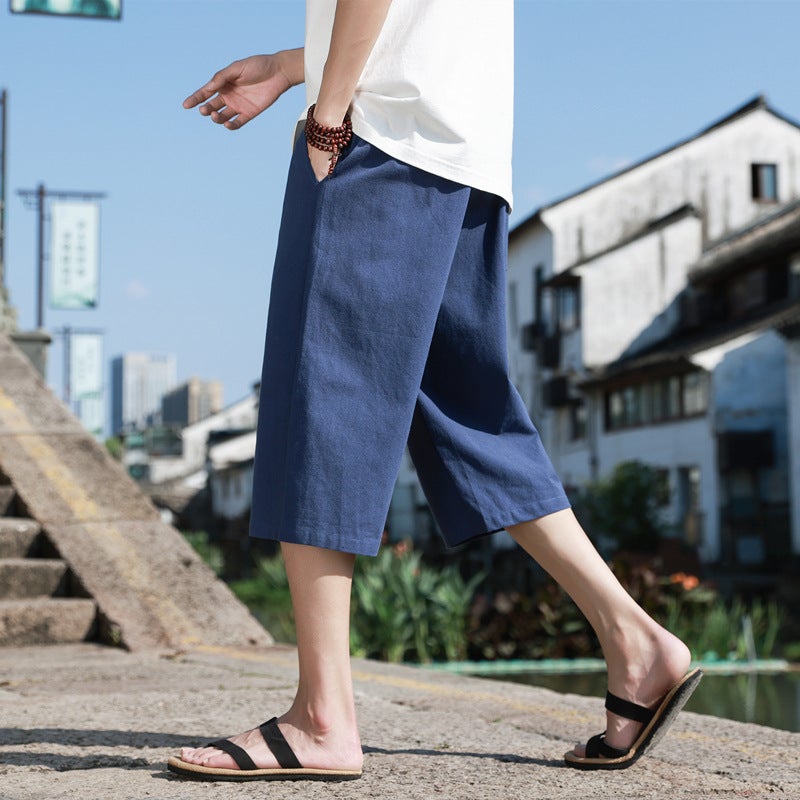 Cropped Pants 7 Student Beach Shorts Large Pants Chinese Style New Chinese Style Cotton Linen Linen Casual Pants K918 - Image 3