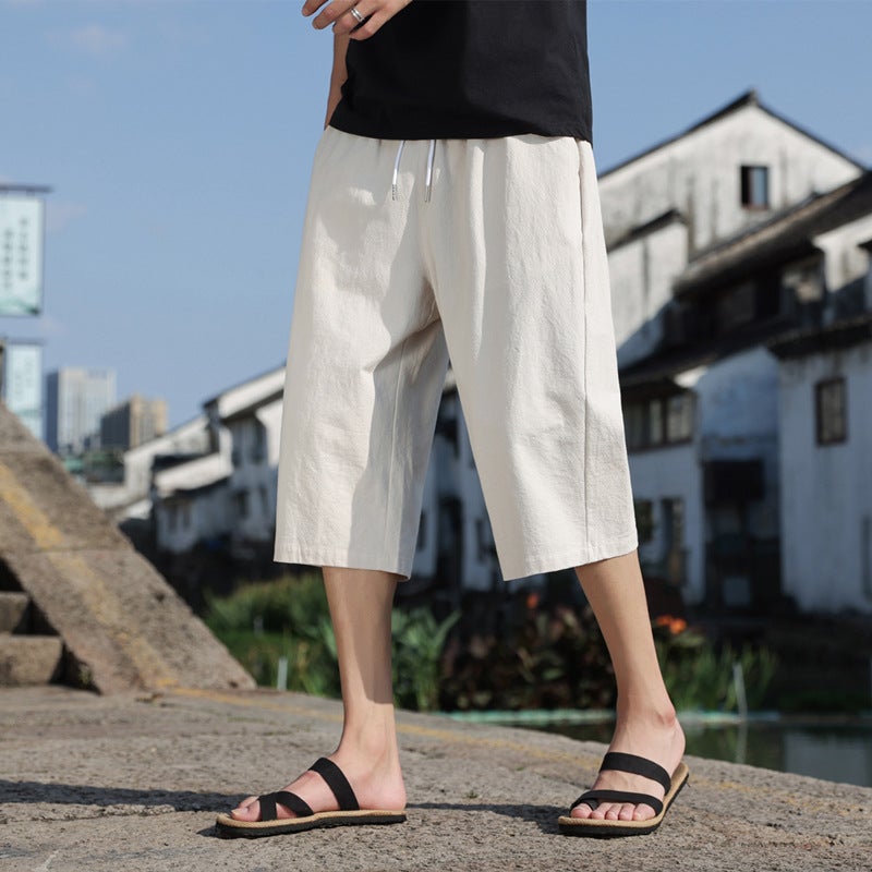 Cropped Pants 7 Student Beach Shorts Large Pants Chinese Style New Chinese Style Cotton Linen Linen Casual Pants K918 - Image 2
