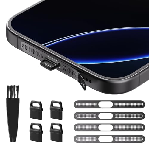 WLXTREE for iPhone 16 Pro Max 16 Pro iPhone 15 Pro 15 Pro Max Earpiece Speaker Mesh Dust Cover with USB C Dust Plug Type C Charging Port Cover Protector - Image 1