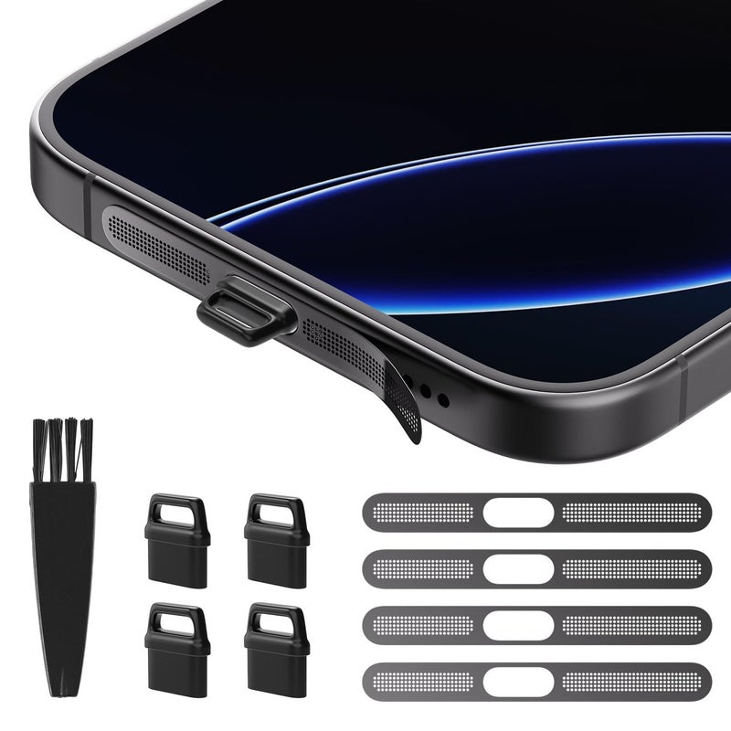 WLXTREE for iPhone 16 Pro Max 16 Pro iPhone 15 Pro 15 Pro Max Earpiece Speaker Mesh Dust Cover with USB C Dust Plug Type C Charging Port Cover Protector - Image 3